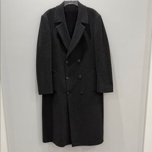 London Fog Men's Classic Black Overcoat 100% Pure Wool size 42 Long